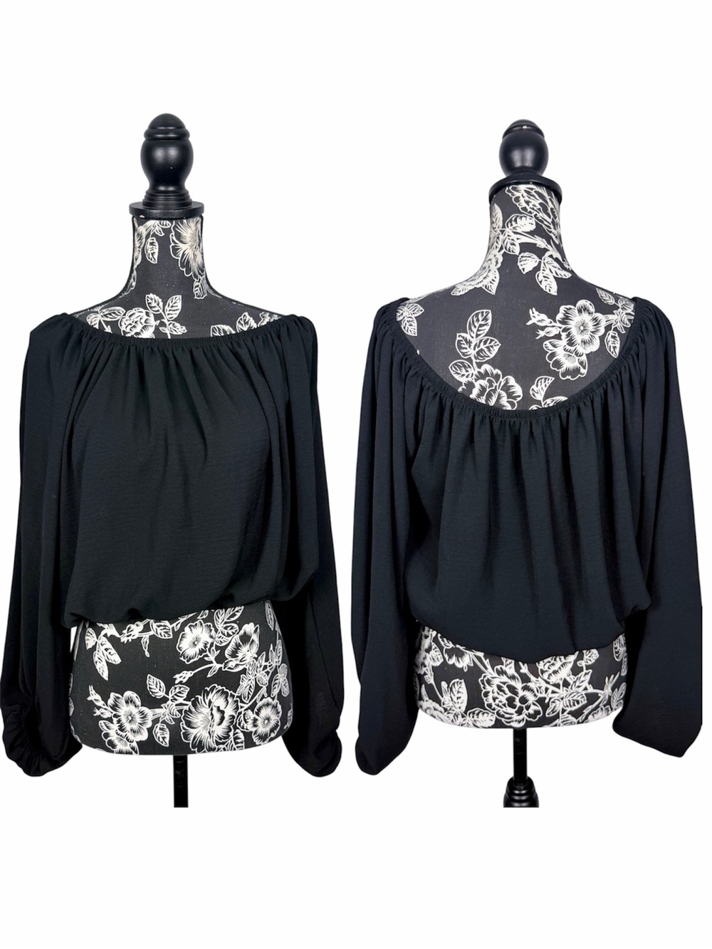 Wild Love black off the shoulder cropped long sleeve top size medium